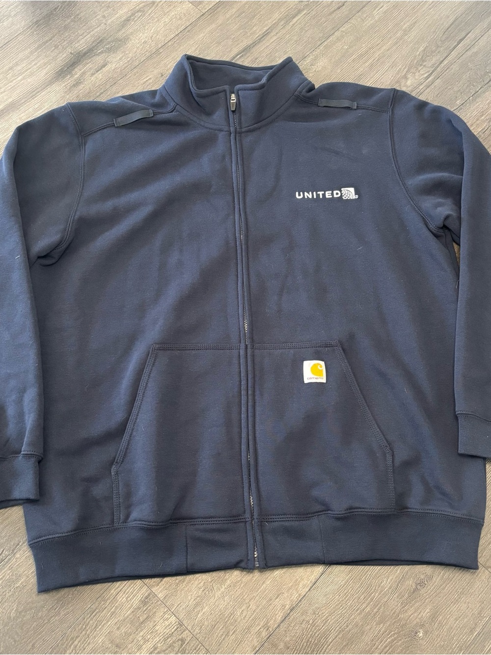 Carhartt United Airlines Fleece Jacket Mens XL Navy Blue Full Zip Sweatshirt